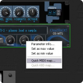 Rack Performer - right click on a control and select "Quick MID map..."